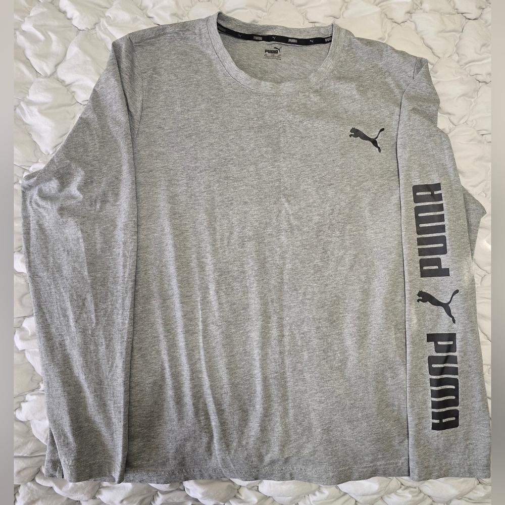 Puma Men's Heather Gray Long Sleeve Tee